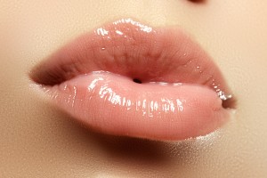 Close up van volle lippen